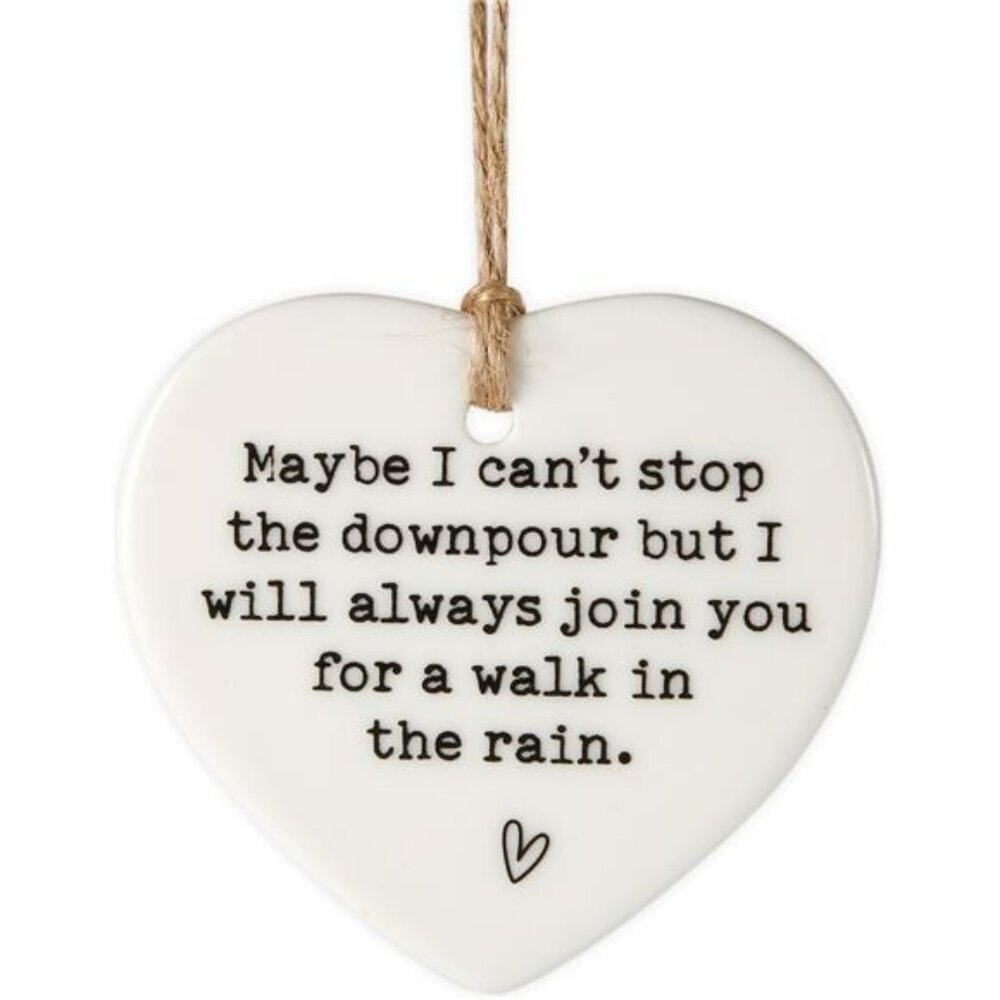 Ceramic Heart Friendship Plaque Hanging Sign Tough Time Gift for Sister Bestie